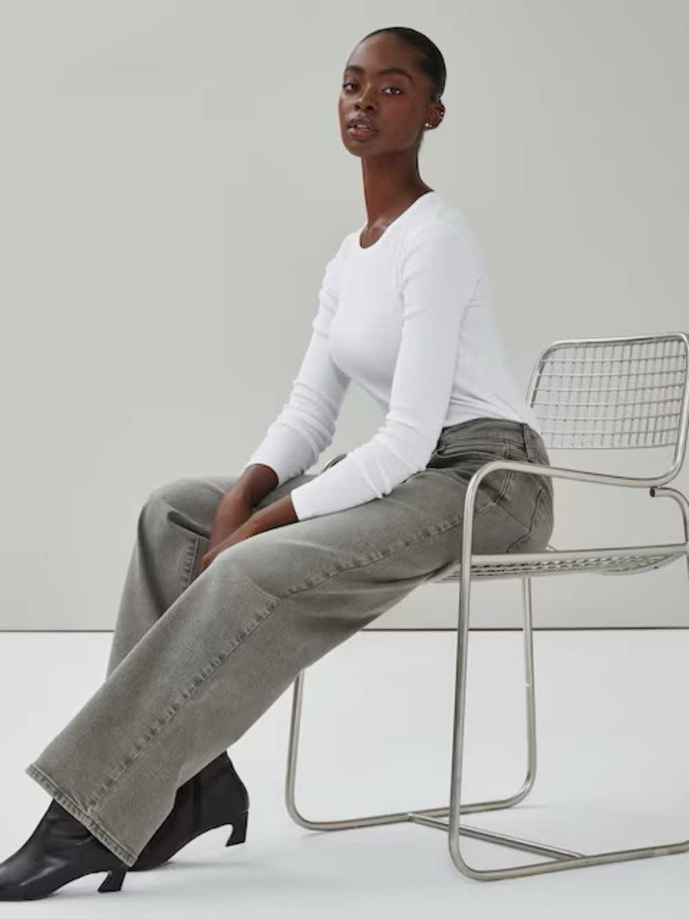 JOE FRESH High Rise Wide Leg Grey Denim